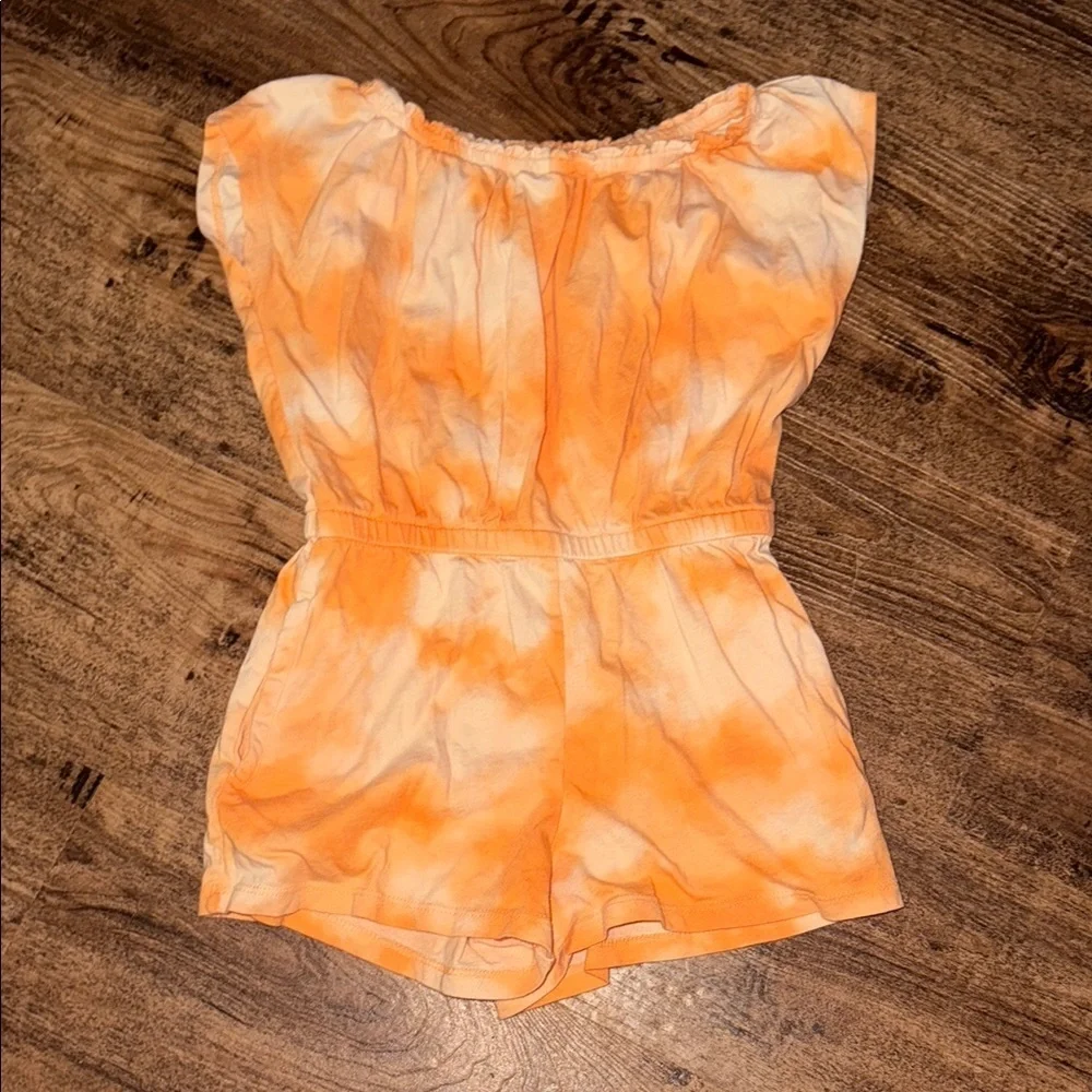 Orange Tie-Dye Kids Romper
